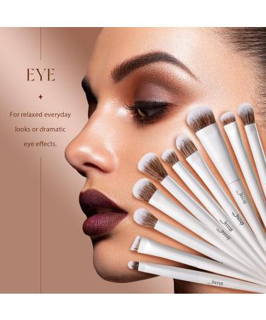 Jessup 14pcs Highend Makeup Brushes Set - Foundation Concealer Blush Contour Powder Eye Brush Makeup Sponge Cleaner Towel | Pearl White T333 - Buy Online on GoSupps.com