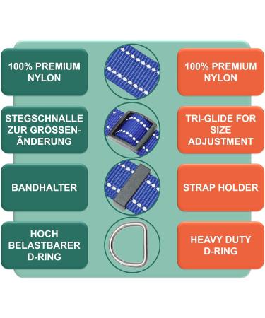 Reflective Dey Premium Dog Collar - Adjustable Nylon for Small & Large Dogs | Multi-Color & Size Options | Ideal for Dogs & Cats | Blue L (2.5 x 45-68 cm) - Buy Online on GoSupps.com