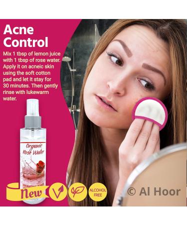 AL HOOR Organic Rose Water Face Toner Mist Spray (150ml) for Soothing Irritation Firming and Balancing Oily Skin + Two Premium Reusable Bamboo Cotton Pad - Alcohol Free Non-GMO Vegan Cruelty Free - Buy Online on GoSupps.com