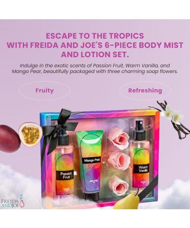 Fine Fragrance Body Mist & Body Splash Gift Set Luxury Self-Care Combo for Women and Girls (Passion Fruit Warm Vanilla Mango Pear Rose Soap) Valentines Gift for Women Passion Fruit Warm Vanilla Mango Pear 6-piece - Buy Online on GoSupps.com