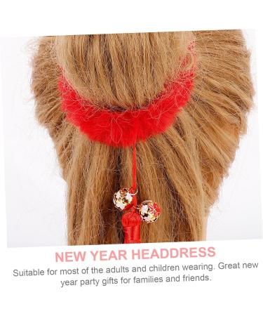 FOMIYES 2 Pairs New Year Headdress Ribbon Bands Wedding Xmas Hair Bobbles Ponytail Ties Bows Rubber Yoga Twist Hair Clip Holder Spring Festival Headdress Hairpin Polyester Tassel Child - Buy Online on GoSupps.com