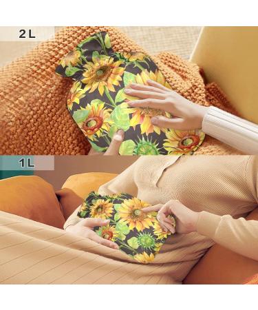 Sunflower Watercolor Heat Bottle 2L Warm Water Bag for Pain Relief & Headaches | Ideal for Back Pain Relief - Buy Online on GoSupps.com