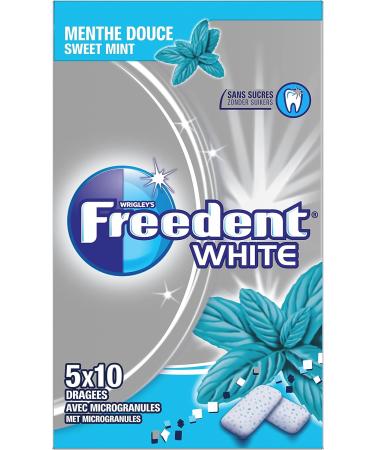 Freedent FREEDENT WHITE - Mild Mint Chewing Gum - Sugar Free - 5 x 10 pieces - 70g - Buy Online on GoSupps.com