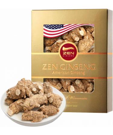Premium Quality of Extra Large Round - American Wisconsin Ginseng Root (4oz/Box) Boosts Energy Performance & Mental Health for Men & Women. ZenGinseng USA