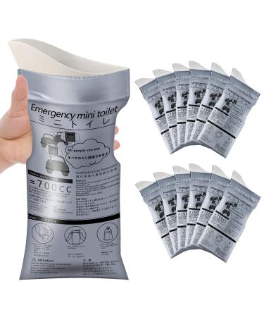 Moodooy Disposable Emergency Urinal Bag, 8/12/20/24 Pack Portable Camping Pee Bags, Travel Pee Bags, Traffic Jam Emergency Portable Urine Bag, Vomit Bags, for Men Women Kids Children Patient 12 Pack (Grey)