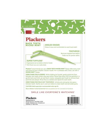 Plackers Back Teeth Micro Mint Dental Flossers - 75 Count Pack - Delicious Mint Flavor with Protected Pick - Easy Access & Storage - Buy Online on GoSupps.com