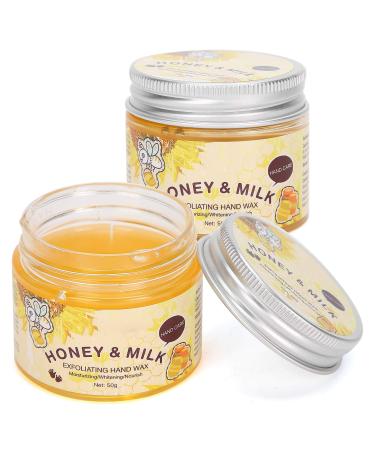 Honey Milk Moisturizing Peel Off Hand Wax Mask 2pcs Moisturizing Exfoliating Hand Wax Whitening Nourishing Hand Remove Dead Skin 50g