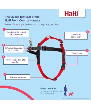 Halti Front Control Harness and Training Lead Combination Pack Stop Dog Pulling on Walks Includes Medium Front Control Harness and Double Ended Lead Black Model: 14326W Medium Harness - Buy Online on GoSupps.com