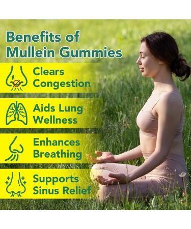 Mullein Leaf Extract for Lungs 2000mg Mullein Gummies for Lungs Respiratory & Digestive Support Natural Herbal Supplement Pear Flavor 60 Gummies - Buy Online on GoSupps.com