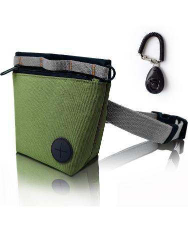 Katozoo treat for dogs with pet training clickers dog training-losing bag magnetic closure free-handed training.(Green)