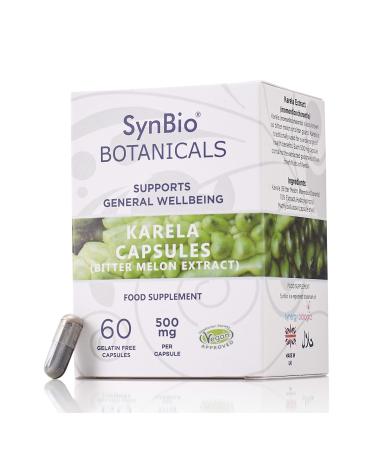 SynBio Botanicals - Karela (Bitter Melon Extract) Capsules 500mg | Vegan | Made in The UK | Gluten Free | Sugar Free | Salt Free | Nut Free | Kosher | Halal | Supports General Wellbeing