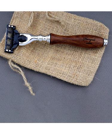 Men's Shaving Set - Wooden Razor & Brush Stainless Steel Bowl | Best Traditional Wet Shaving Kit for Christmas - Buy Online on GoSupps.com