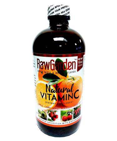 Raw Garden Natural Liquid Vitamin C with Rose Hip Amla Camu Camu Acerola 1 Pack 16 OZ Glass Bottle 1 Pound (Pack of 1)