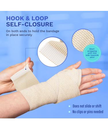 Elastic Bandage with Hook & Loop Closure - No Clips Needed | Pack of 3 (4-Inch) - Best for Injury Recovery | International Shipping Available - Buy Online on GoSupps.com