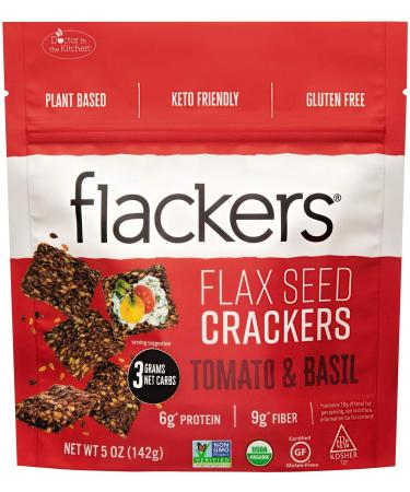 Doctor In The Kitchen Flackers Organic Flax Seed Crackers, Tomato Basil, 5 Ounce