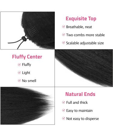 Kinky Straight Ponytail Extension for Black Women Yaki Straight Ponytails Synthetic Hair Extensions 28 Inch (1B Black) 28 inches #1B - Buy Online on GoSupps.com