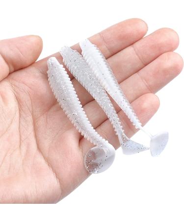 RUNCL Swimbaits Paddle Tail Soft Plastic Bass Lure Baits - 20pcs, 4in White Pearl - ProBite Swimmer for Saltwater/Freshwater Fishing - Buy Online on GoSupps.com