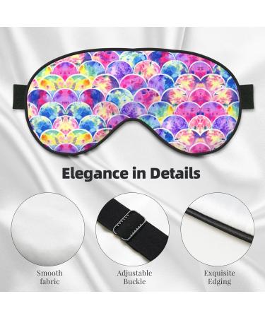 Buy Beautiful Rainbow Mermaid Print Unisex Eye Mask | Soft Travel Eye Shade for Yoga & Shift Work - Buy Online on GoSupps.com