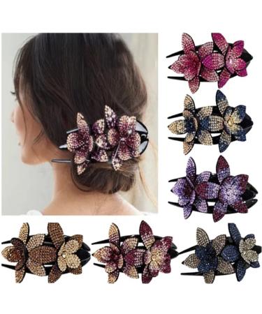 6 pieces of hair clip ladies with rhinestone hair clip flowers for women hair clips clipper hair clips pearls for women hair gripping slipproof vintage hair jewelry for women bride bride (d)