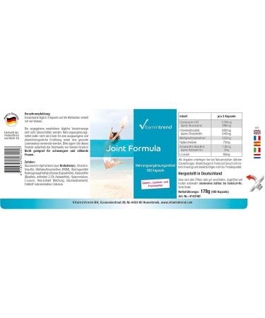 Joint capsules - highly dosed - 180 capsules - with MSM glucosamine and more | Vitamintrend  - Buy Online on GoSupps.com