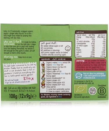 Ella's Kitchen Apple and Ginger Biccies 108g - Delicious & Nutritious Snack for Kids - Buy Online on GoSupps.com