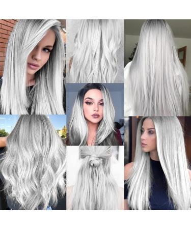 White Hair Extensions Clip In 22 Inch - Colorful Straight Hair for Party Highlights - Women's Hair Accessories (10 PCS White) - Buy Online on GoSupps.com