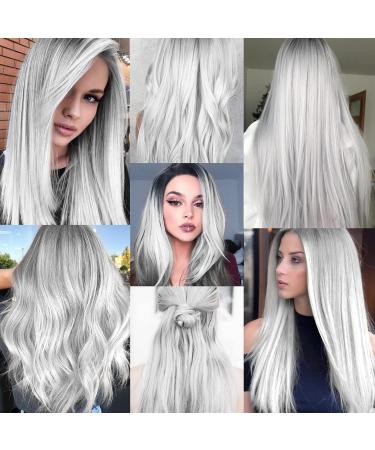 22 Inch White Clip-In Hair Extensions for Girls | Colorful Straight Party Highlights | 10 PCS Colored Hair Accessories - Buy Online on GoSupps.com