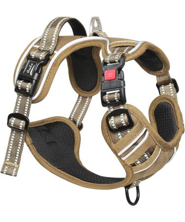 Heele Adjustable Dog Harness - Reflective Run Harness with Lockable Snap Lock Anti-Train Design Khaki Size M (38-71cm) - Perfect for Active Dogs - Buy Online on GoSupps.com