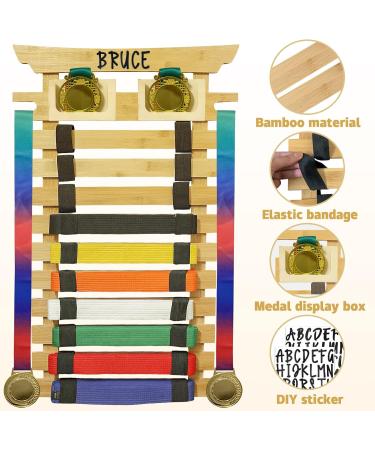 IHEL Karate Belt Display Rack 10 Belt - Personalize with Stickers and Medal Case for BJJ, Jiu Jitsu, TKD Martial Arts - Buy Online on GoSupps.com