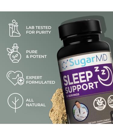 SugarMD Sleep Support Supplement 60 Sleep Capsules with Lemon Balm Valerian Root Hops Extract Chamomile Extract & BioPerine Non-GMO & Gluten Free Sleep Supplememts for Adults (30-Day Supply) - Buy Online on GoSupps.com