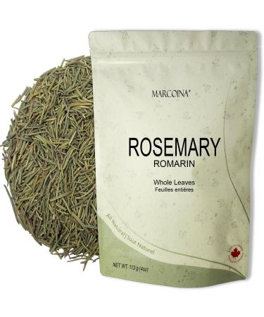 Pure Rosemary Leaves Herbal Loose Tea by Marcoina - Whole Leaves 113g in Resealable bag Caffeine-Free from France - Perfect for Hot Brews and Spices - Known as Salvia Rosmarinus. - 4oz. Rosemary Whole Leaves 113-g. / 4-oz.