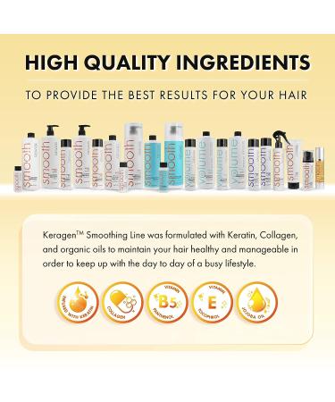 Keragen Heat Protectant Spray 8 Oz - Thermal Styling Spray for All Hair Types - Shiny, Frizz-Free & Smooth Finish - Buy Online on GoSupps.com