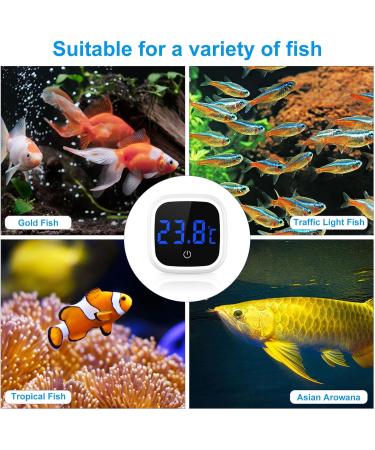 Buy Brifit Mini Digital Aquarium Thermometer - LED Display Touch Screen High Precision for Freshwater & Marine Aquariums - 1 Piece (White) - Buy Online on GoSupps.com