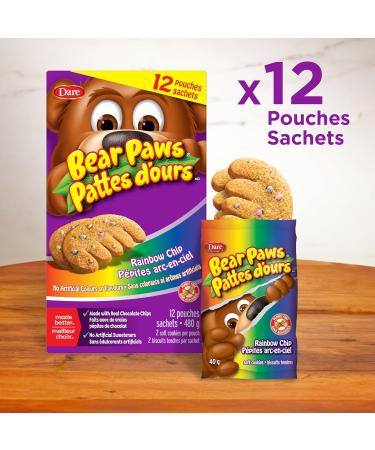 Bear Paws Rainbow Chip Cookies - Soft Cookie Snack Packs School Snacks Made With Real Chocolate Chips Peanut Free Family Pack 480g 12 Pouches Rainbow Chip 480g (12 Pouches) - Buy Online on GoSupps.com