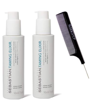 Tame SEBASTlAN TAMING ELIXIR Sebman Weightless Smoothing-Creme Serum (with Sleek Steel Pin Tail Comb) Professional Cream Hair Gel (4.7 OUNCE (Pack of 2))