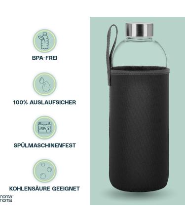 Buy Noma 1L Glass Bottle with Neoprene Cover - Durable Sports & Outdoor Water Bottle | Available in 500ml & 1000ml - Perfect for Office & School - Buy Online on GoSupps.com