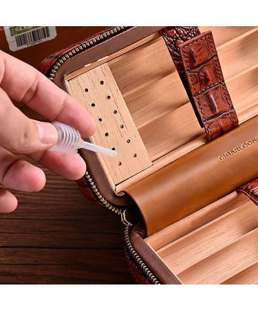 Leather Cigar Humidor Portable Travel Cigar Case with Humidifier and Classic Cedar Wood Finish - Buy Online on GoSupps.com
