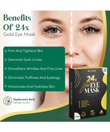 24K Gold Under Eye Patches - 24 Pairs for Puffiness Dark Circles & Wrinkles - Collagen & Hyaluronic Acid Enriched Masks - Buy Online on GoSupps.com