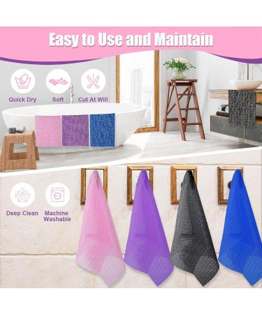 African Exfoliating Net Sponge Set for Shower Body Scrubbing - 4PCS (Black, Blue, Purple, Pink) - Buy Online on GoSupps.com