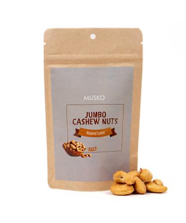 MUSKO Premium Whole Cashew Nuts | Jumbo Size Cashews | 100g | Plant-Based Protein | Vegan | Party Snacks | High Fibre | 100% Natural | Non-GMO | - Roasted & Salted - Buy Online on GoSupps.com