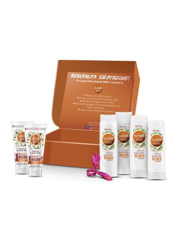 Sunsilk Sunsilk Natural Coconut and Aloe Vera Refill Gift Set Gift Idea for Women with 2 x 250ml Shampoos 2 x 200ml Conditioners 2 x 180ml Intensive Treatments 1 Hair Tie