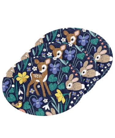 3-Pack Cleaning Kitchen Sponges Oval Cute Deer Rabbit Kitchen Cellulose Dishwashing Wood Pulp Cotton