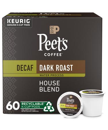 Peet's Coffee, Dark Roast Decaffeinated Coffee K-Cup Pods for Keurig Brewers - Decaf House Blend 60 Count (6 Boxes of 10 K-Cup Pods) 10 Count (Pack of 6)