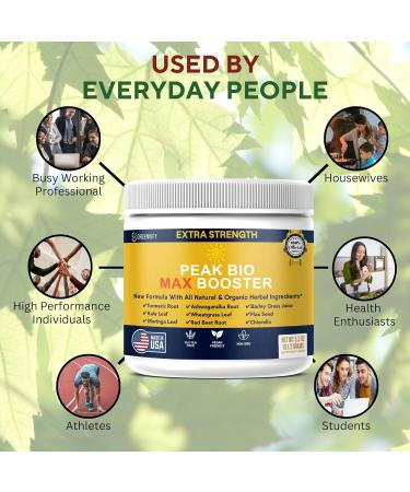 Peak Bio Max Booster Extra Strength Natural Organic Supplement with Turmeric Ashwagandha Moringa 28 Servings 5.3 oz Powder (5) - Buy Online on GoSupps.com