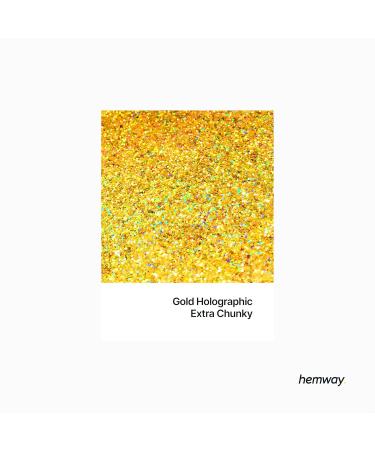 Hemway Extra Chunky Gold Holographic Glitter 100g - Cosmetic Safe 1mm | Premium Craft Supplies for DIY & Arts - Buy Online on GoSupps.com
