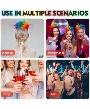 Colorful Feather Headband Fascinator Headbands Cosplay Hair Bands Carnival Party Headdress Rainbow Headband Feather Headdress Costume for Easter Day Wedding Halloween Party (Bright Color) - Buy Online on GoSupps.com