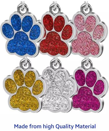 Trimming Shop Dog Tags for Pets Personalised Engraved Dog Cat Pet Tag ID Collar Tags 25mm with Glitter Paw Print Custom Stainless Steel Dog Name Tag for Puppy Pet Dogs Kitten Kitty Royal Blue - Buy Online on GoSupps.com