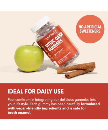 Nitric Oxide Gummies for Men & Women - L-Arginine & Beet Root Supplements - Vegan Gluten-Free Non-GMO - Green Apple & Cinnamon Flavor - 90 Count - Buy Online on GoSupps.com