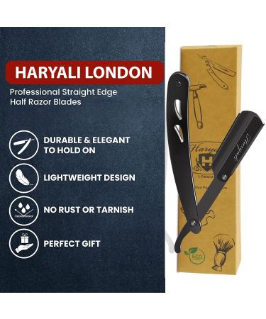 Haryali London Bart Messer Set - Premium Barber Razor Knife with Leather Bag | Rust-Free Steel Straight Razor for Men & Women - Buy Online on GoSupps.com