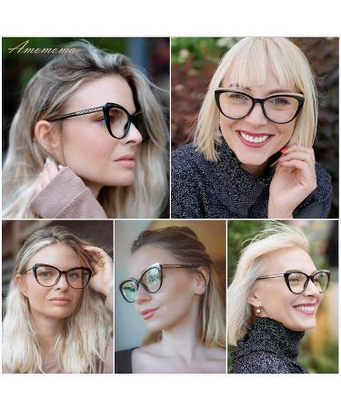 AMOMOMA Cat Eye TR90 Blue Light Blocking Reading Glasses for Women - Stylish Computer Readers 1.5 2.0 - AM6043 C2 Crystal - Buy Online on GoSupps.com